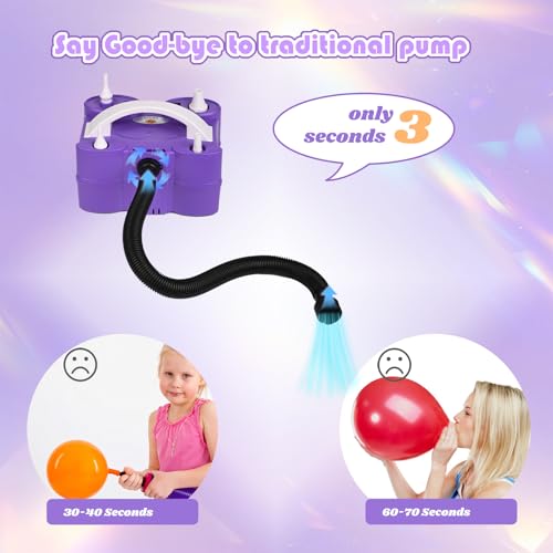 Image of Electric Balloon Pump, Portable Electric Balloon Blower Machine Balloon Air Pump Dual Nozzle 110V 600W Balloon Inflator for Party Decorations