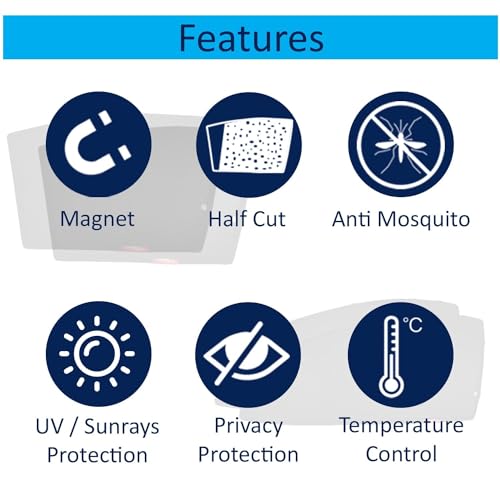 Image of KINGSWAY Accessories Car Side Window Sun Shade Only Compatible with BYD ATTO 3 (2022 Onwards), Front Half Cut & Rear Zipper Magnetic Curtains - Heat-Resistant Custom-Fit Shades, Pack of 4 Pcs