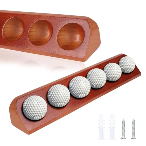 BigKing Expositor para bolas de golfe de 6 orifícios, de madeira, expositores de parede com orifícios com parafusos ocultos, decoração em forma de móvel com bolas de golfe para mesas e salas de