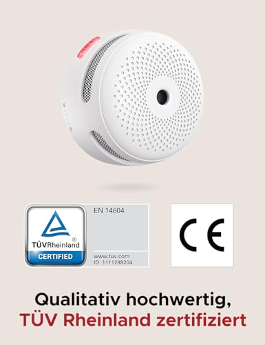 X-Sense Intelligenter Rauchwarnmelder mit photoelektrischem Sensor und austauschbarer Batterie, WLAN-Rauchmelder, App-Benachrichtigungen, XS01-WX, entspricht dem TÜV Rheinland & EN 14604, 1er Pack