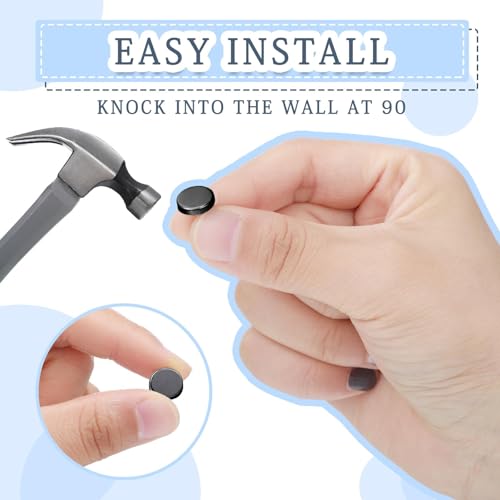 Image of 30 Pieces Push Pins, Metal Thumb Tacks for Picture Photo Hanging, Wall Pins for Board Posters Bulletin Maps, Wall Tack for Office Home Decorative (Black)