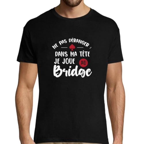 T-Shirt Homme Je Joue au Bridge Humour Papa en Coton