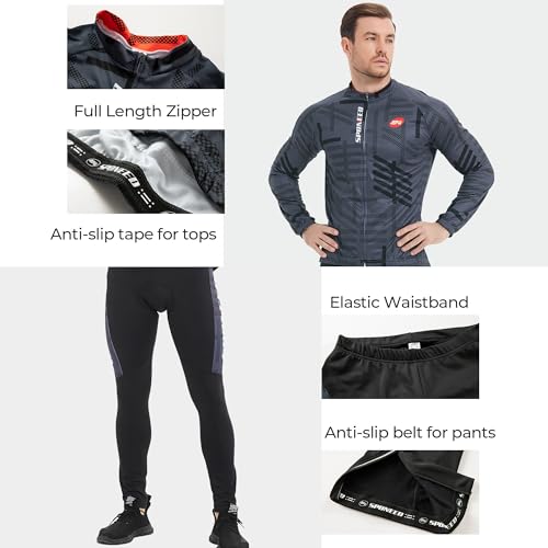 image for sponeed Men's Bicycle Clothing Suit Thermal Fleece Long Sleeve Reflect