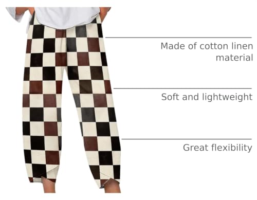 Image of DMOYALA Linen Pants for Women Summer Casual Wide Leg Capri Pants Loose Fit Palazzo Pants Cropped Beach Pants with Pockets