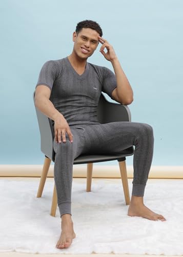 Image of Dollar Ultra Pack of 2 Combed Cotton Men V Neck Half Sleeve Thermal Top