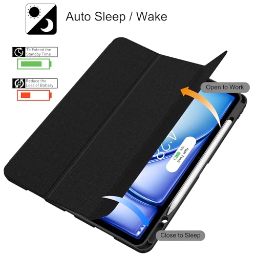Image of Soke Case for iPad Air 13 Inch M3 /M2(2025 /2024) & iPad Pro 12.9 Inch 6th /5th (2022 /2021) with Pencil Holder - [Full Body Protection + Auto Wake /Sleep],Soft TPU Back Cover, Black