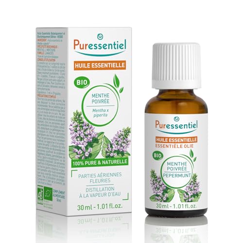 Puressentiel – Huile Essentielle Menthe poivrée BIO – Contribue au confort digestif – 100% pure et naturelle – HEBDD – Mentha x piperita – 30 ml