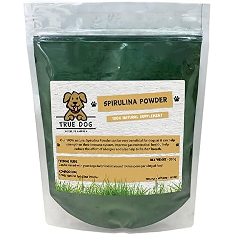 True Dog Spirulina Powder for Dogs 300g - 100% Natural Supplement - Health Boost Omega 3, Green Cover