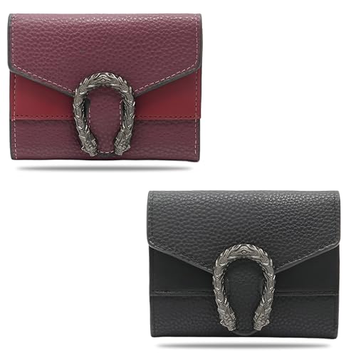 Image of Kraptick Women s Wallet Stylish Compact Purse Clutch with Card & Coin Holder Debit Card Organizer, Travel Wallet & Money Organizer for Women with 8 Card Slots (Purple & Black) (Combo of 2)