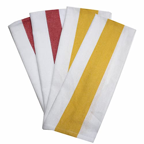Umi Amazon brand - UmiHerringbone Kitchen Dish Towels(16"x26",4-Pack, Red and Yellow)