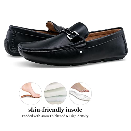 Jousen Men's Loafers Casual Slip On Driving Shoes Metal Buckle Boat Loafer (Amy801 Black 11) #TOP3