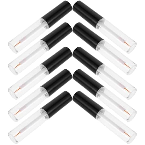 PATKAW 10 Szt. Sztuk Plastikowych Przezroczystych Tubek Do Eyelinera z Cienkim Pędzelkiem Aplikatorem Szczelnym Pojemnikiem Krem Do Rzęs Wielokrotnego Użycia Precyzyjnego Makijażu