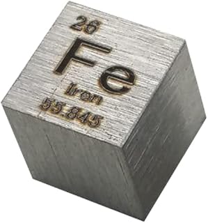 GOONSDS Iron Metal Cube 99.99% Engraved Periodic Table 10mm/0.39Inch Fe Specimen for Laboratory and Collect Decorate