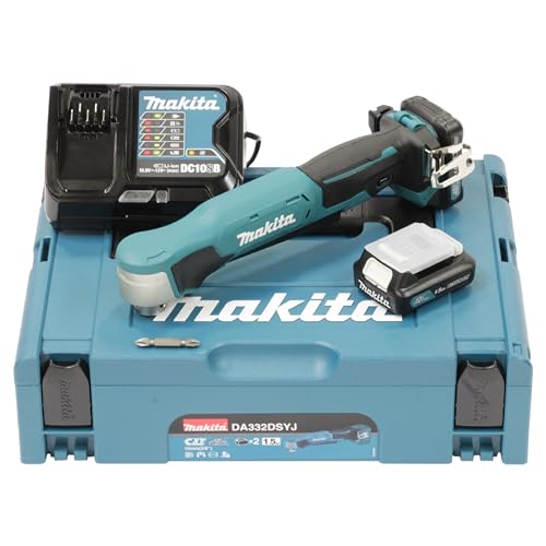 Makita DA332DSYJ Akku Winkelbohrmaschine 10,8 V, Ladegerät im Makpac, Petrol, mit 2x Akku 1,5 Ah