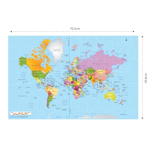 Play & Learn Funskool World Map, Jigsaw Puzzle Game for Kids, 105 Pieces, Educational, Learning & Development, Fun Activity Toy for Childrens, Gift Set for Kid, Age 6+ Years