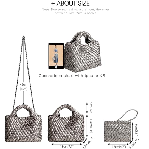 Image of Woven Tote Bag for Women with Coin Purse, Foldable Chain Small Crossbody Handbags, Fashion Shoulder Bag, Hobo Satchel