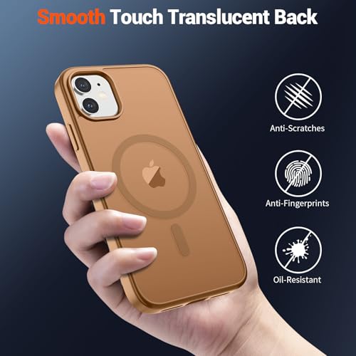 Image of SUPFINE Magnetic for iPhone 11 Phone Case(Compatible with MagSafe)(Military Grade Drop Protection) Slim Translucent Matte Shockproof with Anti-Fingerprint Phone Case,Brown