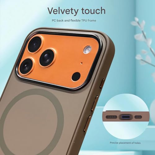 Image of Elzzi Magnetic for iPhone 17 Pro Max Case (2025)(Compatible with MagSafe)(Military Grade Drop Protection) Matte Shockproof with Anti-Fingerprint Phone Cover, 6.9''|Brown
