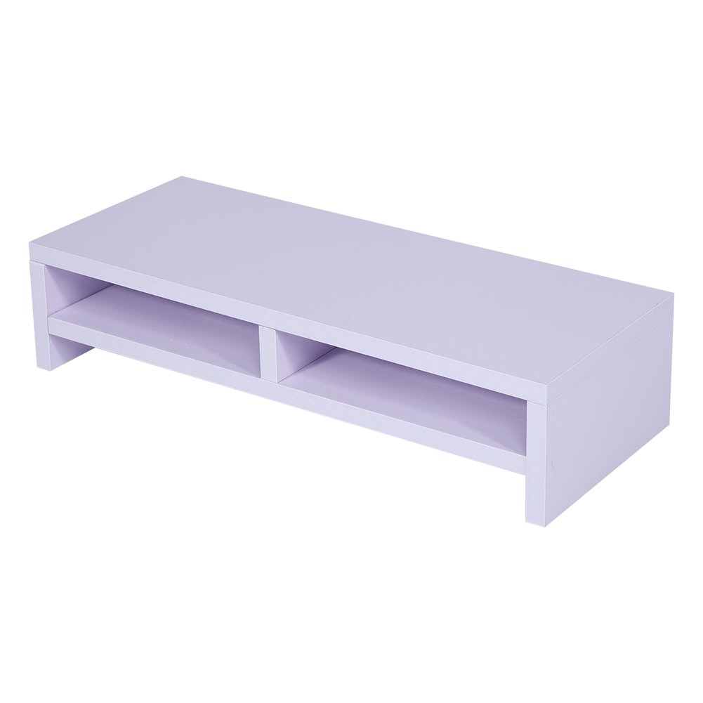 Greensen Supporto per Monitor in Legno Rialzo 2 Livelli Supporto per Computer Ergonomico Bianco per Stampante Portatile Organizzatore da Scrivania per PC Gestione Cavi 50 X 20 X 11,7 Cm