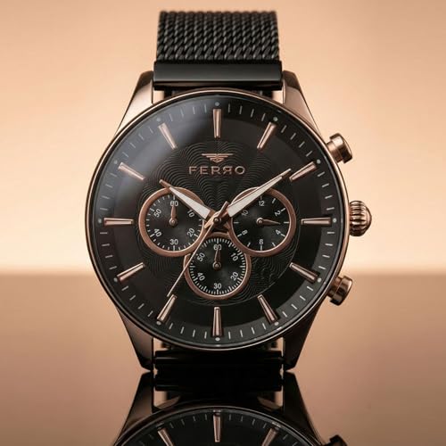 Image of Ferro Pisa Analog Black Dial Men's Watch-FM11912C-R