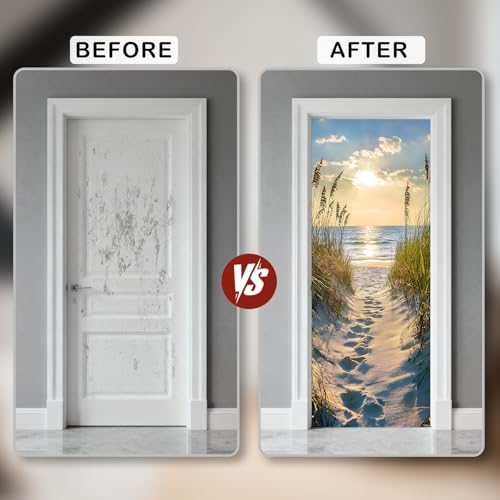 Image of Nuxovilar Beach Path Door Stickers Peel Stick PVC 30.3x78.7 Inches