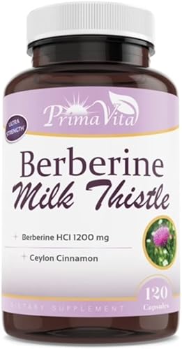 Berberina HCL 1200mg con cardo mariano y canela de Ceilán, activador metabólico Ampk, sistema inmunológico saludable y bienestar gastrointestinal,