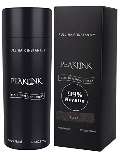 Hair Fibers for Thinning Hair - 100% Undetectable Natural keratin Formula - Instantly Thickens for Men & Women, Completely Conceals Hair Loss - Hair Loss Concealer 0.97oz(27.5g) (Black)