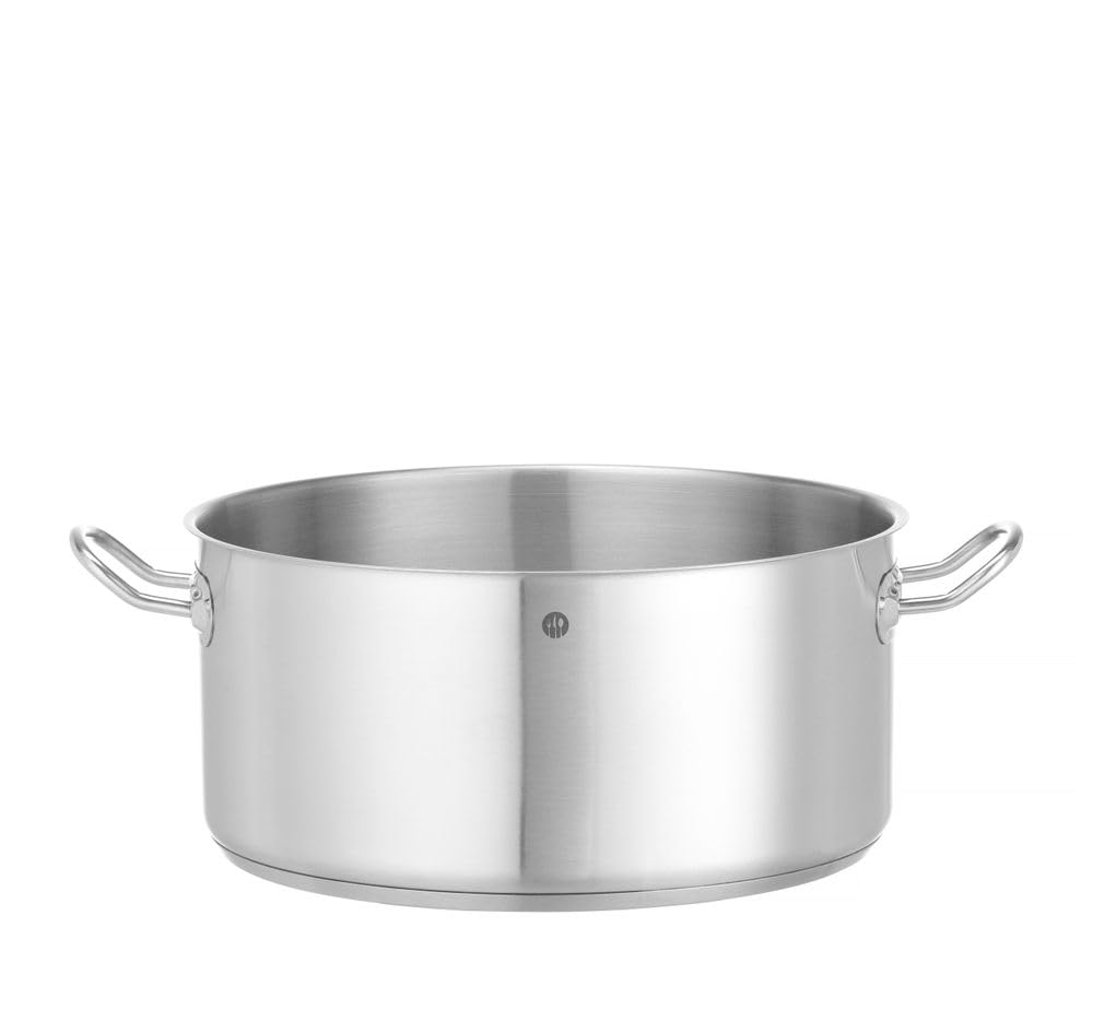HENDI Niski, bez pokrywki, garnek do smażenia, nadaje się do kuchenek gazowych, indukcyjnych, elektrycznych, ceramicznych, nadaje się do mycia w zmywarce, 12 l, Ø 320 x (wys.) 150 mm, stal nierdzewna