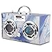 Wireless Express - Portable Party Speaker: Retro Boombox with Bluetooth, LED Light Show, Enhanced FM Radio, Rechargeable Battery (Blue Swirl)