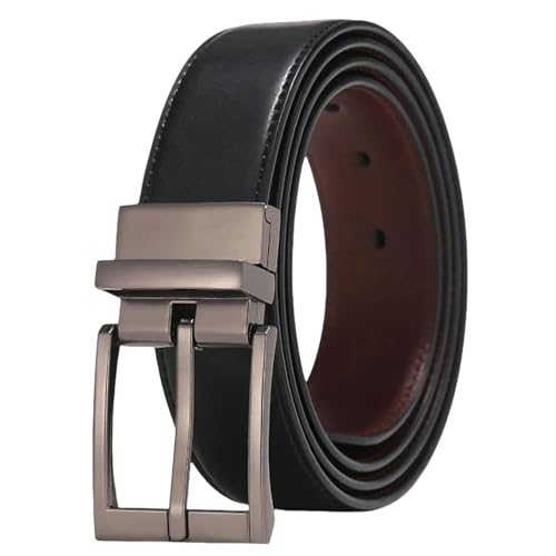 Ceinture décontractée en cuir réversible avec boucle pivotante homme