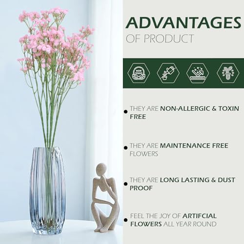 Image of HOMEVERSE Baby Breath /Gypsophila Artificial Fake Silk Plants Wedding Party Decoration Real Touch Flowers DIY Home Garden(Pink-05)