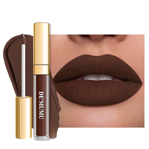 De'Mumu Dark Brown Lipstick Matte For Women Superstay Long Lasting Lipstick Smudgeproof Chocolate Lipsticks Cruelty Free Lip Makeup cover