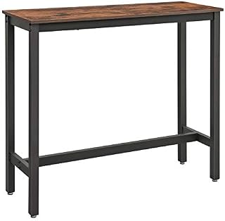 VASAGLE Bar Table, Narrow Rectangular Bar Table, Kitchen Table, Pub Dining High Table, Sturdy Metal Frame, 120 x 40 x 100 cm, Easy Assembly, Industrial Design, Rustic Brown and Black LBT12X