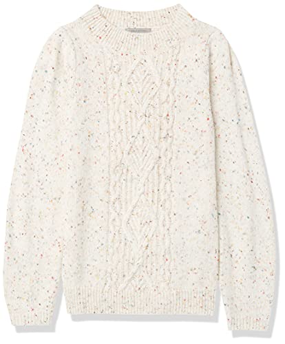 Image of Cable Stitch Women's Donegal Dots Cable Knit Sweater - Crewneck Long Sleeve Melange Pullover Top