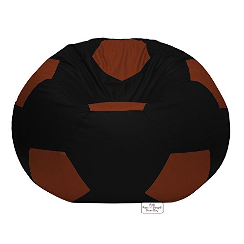 Image of RnS Rest 'n' Sleep - Bean Bag Football Chair Filled with Beans for Living Room, Bed Room for Relaxing, with 1 Year Warranty (Tan /Black, XXXL)