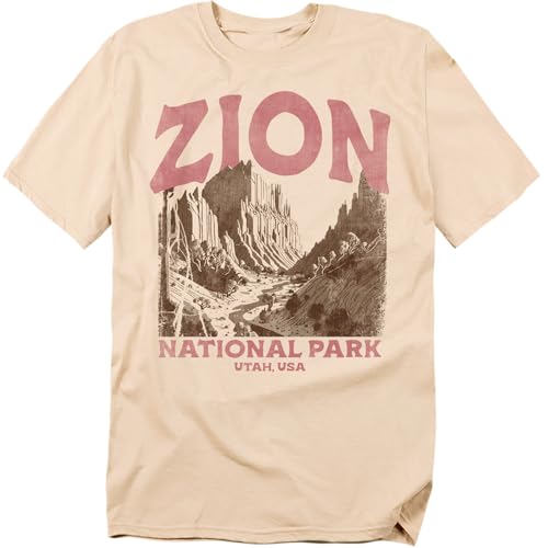 Zion National Park Vintage Unisex Adult T Shirt Cream Medium