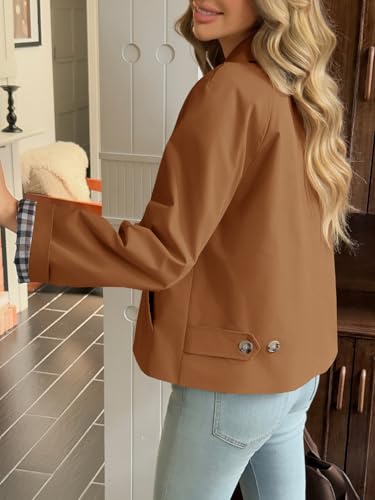 Image of Tankaneo Womens Cropped Trench Coat Lightweight Single Breasted Jacket Fall Windbreaker Fashion Outerwear