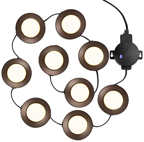 ENBRIGHTEN Spectrum LED Pucks, 9 Puck, Multicolor or White, Dimmable, Under Counter Lights, Under Cabinet Lights, Puck Lights, Mountable Remote Control, 44092, Black