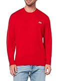 Lacoste Men's Carded Wool Crew Neck Sweater, Red, Large