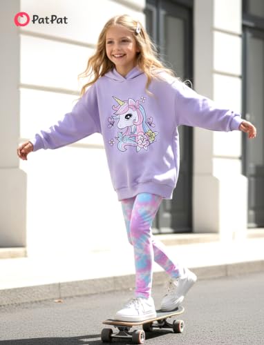 Image of PATPAT Girls 2 Piece Outfits Long Sleeve Hoodie and Leggings Clothing Set Outfits for Girls 4-12Y Fall /Winter Outfits