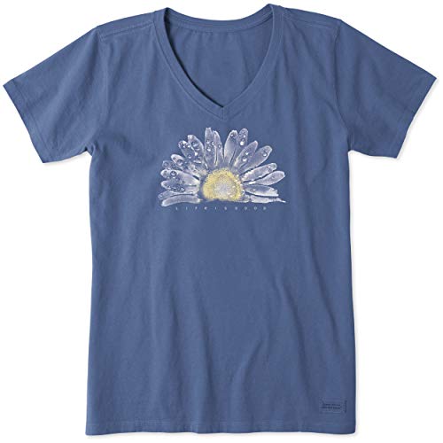 Life is Good Women's Crusher Tee, Short Sleeve Cotton Graphic T-Shirts, Watercolor Daisy Birds
