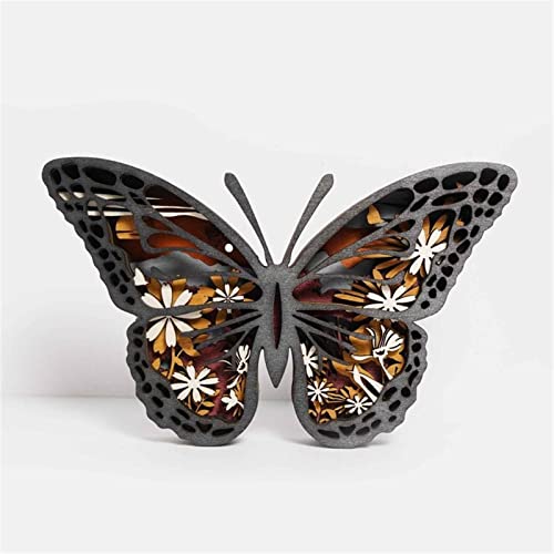 Fantasy J Wooden Animal Crafts Decor, Glowing Butterfly Decor,Multi-Layer The Forest Pine Tree Decoration,Wooden Cat Statue Desktop Decoration, Light Up Animal Table Decoration,Christmas Decoration #TOP1
