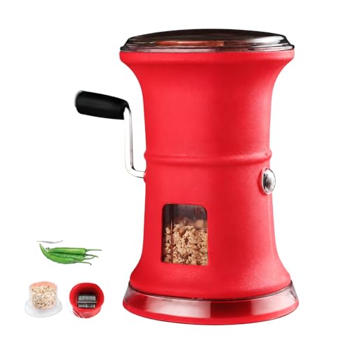 Image of Smart Chilly & Dry Fruit Cutter for Kitchen, Manual Oval Plastic Chopper with Stainless Steel Blades, Onion, Garlic, Vegetable, Mirchi & Peanut Cutting Machine (RED)