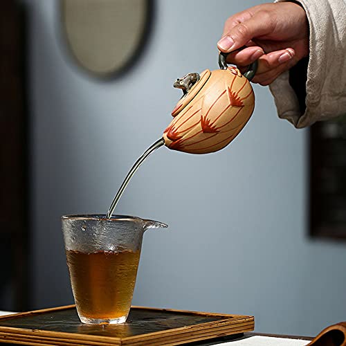 Image of Chinese Zisha Teapot Yixing Clay Handmade Frog lotus Tea Pot for Home Office (Frog lotus 160ml)