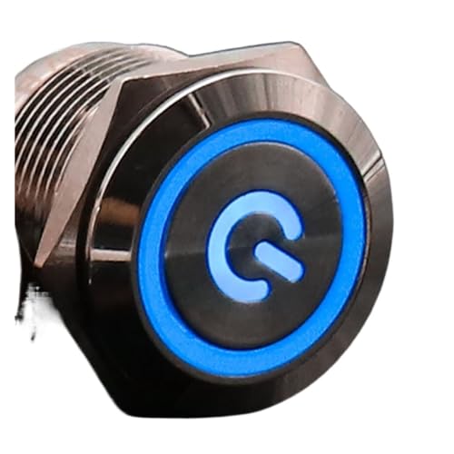 Interrupteur bouton métallique 19mm avec lumière led bleue étanche 6v