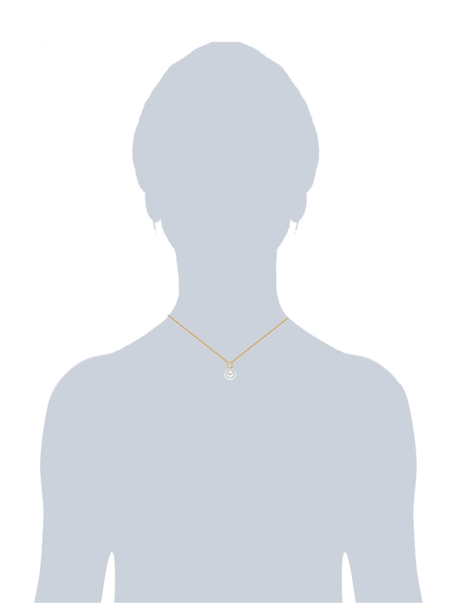Valero Pearls Damen Halskette 925/- Sterling Silber Gelbgold Perlenanhänger | Süßwasser-Zuchtperle,Button-Form,Perlengröße 8 mm,Zirkonia,weiß,Silberhalskette,Anhänger,echte Perle,Ankerkette,42+7 cm,