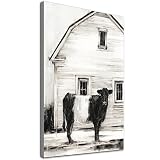 Black and white Farm Cow Picture Black and White Barn Cow Print Art Cow Paintings Canvas Wall Art Bl