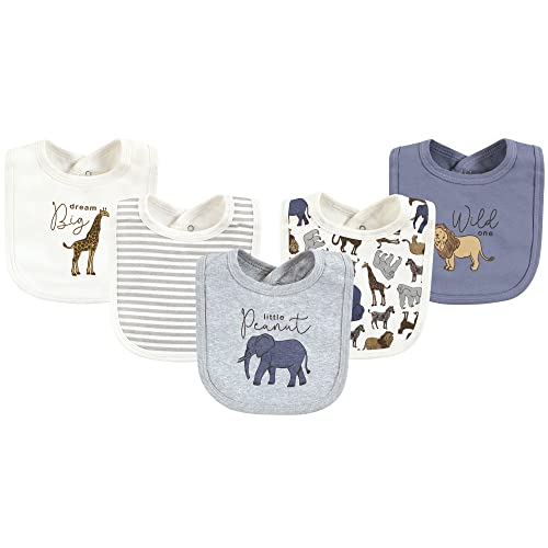 Touched by Nature Unisex Baby Organic Cotton Bibs, Classic Safari, One Size