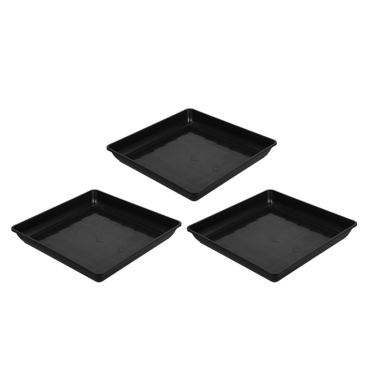 Mikinona Plato para Macetas Rectangular Negro de PP 3 Piezas para Plantas | Base Estable, Recoge Derrames y Tierra, Uso Diario en Alfombra, Formato Compacto para Flores