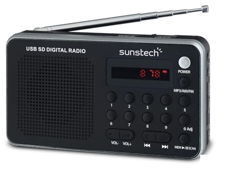 Sunstech RPDS32SL - Radio portátil Digital (AMFM PLL, Altavoz, USB, SD, MMC, 1.5 W RMS) Color Plata